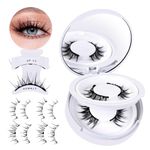 Magnetic Lashes Natural Magnetic Eyelashes 2 Pairs Magnetic Eyelashes with Applicator Cat Eyes and Doll Eyes No Glue Eyelashes Magnetic Lashes Easy to Wear Reusable Magnetic Eyelashes Kit（2 Pairs）