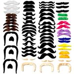 66 Pieces Fake Mustaches, Self Adhesive Novelty Fake Mustache for Halloween,Party Supplies, Costume Mustache, Fake Beard