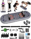 Hikeen Home Workout Equipment to Help Achieve Fitness Goals, 27-in-1 Portable Gym Exercise Equipment with Compact Push-Up Board, Resistance Bands, Ab Roller Wheel, and Pilates Bar, Master Your Workout
