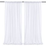 10ft x 10ft White Chiffon Backdrop Curtains, Wrinkle-Free Sheer Chiffon Fabric Curtain Drapes for Wedding Ceremony Arch Party Stage Decoration