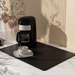 Draining Mat, Kitchen Super Absorbent Draining Mat, Super Absorbent Kitchen Counter Mat, Coffee Machine Mat, Quick Dry Dish Drainer Mat, Anti Slip Drainer Mat for Kitchen Counter , Black, 30*50cm