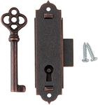 Antique Narrow Cabinet Door or Grandfather Clock Case Lock w/Skeleton Key | UA-039-L