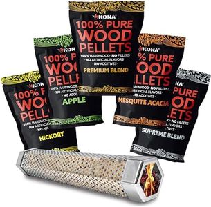 Kona Smoker Tube & Wood Pellets [Set of 6] Bold Smoke Flavor Hardwood Pellets - 12 Inch Tube & Set of 6, 1 Pound Pellets Pack (6 lbs Total)