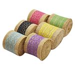 Asian Hobby Crafts Natural Jute Lace Burlap for Crafts, Ribbon, Vintage Wedding Home Decor. Set 6 (Assorted Color)