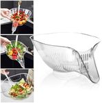 BUSOHA Multi Functional Drain Basket with Spout, 2024 New Kitchen Sink Drain Basket with Removable Filter Strainers, Plastic Drain Basket for Food, Fruits, Vegetables, Pasta (1PC, Clear)