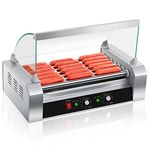 SYBO Hot Dog Roller, 18 Hot Dog Capacity 7 Non-stick Stainless Steel Rollers, Hot Dog Roller for Grill with Detachable Glass Cover, 1000-Watts, Hot Dog Roller Machine ETL Certified Supreme Quality