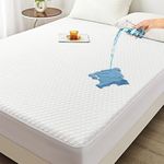 Mooreeke Queen Waterproof Mattress Protector, Premium Nylon Cooling Mattress Pad Protect Cover, Ultra Soft & Breathable Mattress Topper with 18” Deep Pocket Fitted