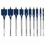 BOSCH DSB5010 Daredevil 10-Piece Standard Spade Bit Set w/Full Cone Threading and Spurred Tip, Blue