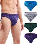 wirarpa Men's Modal Briefs Underwear Super Soft Microfibre Underpants No Front Slips Covered Waistband Multicolor 4 Pack Small