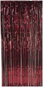 Beistle 1-Ply Tinsel Foil Fringe Curtain Photo Booth Backdrop Birthday Party Decorations, Wedding Reception, Baby Shower Celebration, Graduation Supplies, 8' x 3', Burgundy