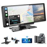 10.26'' Wireless Carplay Screen for Car, Android Auto Screen, Car Touch Screen with Dash Cam, Car Audio Receivers with Backup Camera, GPS Navigation