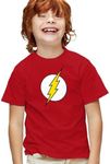 Popfunk The Flash Lightning Bolt Logo Kids T-Shirt for Youth Boys and Girls - Red - X-Large