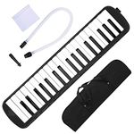 Eujgoov Melodica Piano 37 Keys Portable Melodica Musical Education Instrument with Mouthpiece Blowpipe and Carrying Bag(Black)