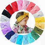 CÉLLOT 20 Colors Super Stretchy Soft Knot Baby Girl Headbands with Hair Bows Nylon Head Wrap For Newborn Baby Girls Infants Toddlers Kids