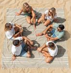LANE LINEN Giant XL Turkish Beach Towel Blanket – 208x208 cm Extra Large Cotton Sand-Free Quick Dry Towel – Perfect for Beach, Camping, Travel, Picnic, Outdoor Adventures - Beige