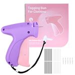 Micro Stitch Gun for Clothes, Stitchy Quick Clothing Fixer, Portable Clothes Tagging Gun, Sewing Tools Set Include 6 Needles, 1000 Black and 1000 White Fasteners, for Cloth, Socks, Hats(Purple Pink)