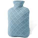 FORICOM Hot Water Bottle with Soft Cover 2.0L Large Classic BPA Free Hot Water Bag for Neck, Shoulder Pain and Hand Feet Warmer, Menstrual Cramps, Hot Compress and Cold Therapy (Sky Blue)