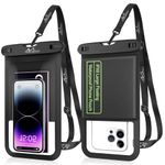 MoKo 2 PCS Waterproof Phone Pouch 9'', Floating Underwater Cell Phone Dry Bag with Lanyard Clear Phone Pouch Case Compatible with iPhone 14 13 Pro Max X/Xr/Xs, Galaxy S21/S10, Black+Black