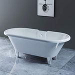 NRG Traditional Luxury Freestanding Bath Roll Top Bathtub with Chrome Claw Feet 1750 x 800mm