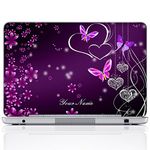 Meffort Inc Personalized Laptop Notebook Notebook Skin Sticker Cover Art Decal, Customize Your Name (15.6 Inch, Purple Hearts Butterflies)