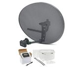 SSL Satellites Zone 2 Satellite Dish Quad LNB + 5 Meter White RG6 Cable FTA Signal Pointer Satellite SKY, SKY+, HD, Freesat TV Signal Finder Caravan Motorhome Satellite System Box Kit