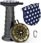 ALEVMOOM Telescoping Stool with Cushion,Portable Collapsible Stool More Sturdy Capacity 440Ib,Retractable Stool Collapsible Camping Stool Adjustable Folding Stool for Hiking Garden BBQ with Bag