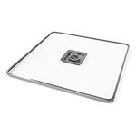 Tempered Glass Square Firepit Insert Lid 13.8 x 13.8 x 0.35 Inch - Bracket Set for Storage Inside Fire Table, Stainless Steel Edge Trim - Compatible with Outland Living Yaletown Model 420 Firetable