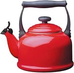 Le Creuset Traditional Stove-Top Kettle with Whistle, Suitable for All Hob Types Including Induction, Enamelled Steel, Capacity: 2.1 L, Cerise, 40102020600000