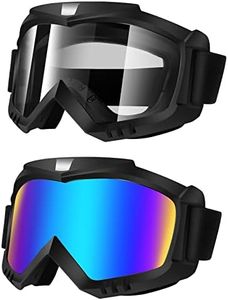 Dirt Bike Goggles, Motorcycle Goggles, 2 Pack ATV Goggles, Riding Goggles, Ski Goggles, Windproof Glasses, Racing Helmet Goggles for Adults Men Women Youth Kids (Colorful + Clear)