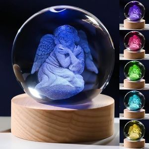 3D Angel Gifts for Women Crystals Ball 60mm - Angel Figurines Decor Glass Animals Figurine Angel Stuff for Room Birthday for Best Friend Lovers Paperweight