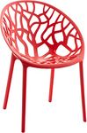 Set of 4 Garden Furniture Kitchen Plastic Dining Chairs Geometric Hollow Chairs Bedroom Lounge Vanity Reception Tub Chairs Nest Stackable Chair for Indoor and outdoor home and commercial (Red)