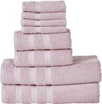 SENSES by Riba 8 Piece Towel Set, 501 GSM. All Cotton Fade-Resistant (Bath Towel 2 Pcs + Hand Towel 2 Pcs + Face Cloths 4 Pcs) - Pink