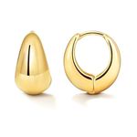 Salve Stylish Trendy Chunky Golden Dainty Small Huggie Hoop Earrings | Latest Fancy Trendy Hoops Bali Studs | Korean Fashion Jewellery Women & Girls (Oval)