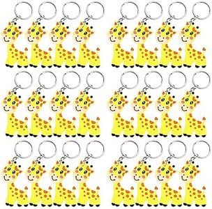 Elecrainbow 24 Pack Super Cute Giraffe Keyring Pack Party Favor for Safari Party, Jungle Baby Shower, Zoo Animal Themed Kids Birthday, Wild ONE First Birthday, Gender Reveal, Giraffes