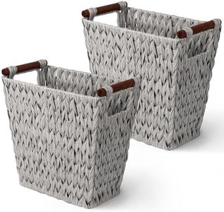 GRANNY SAYS 2 Pcs Bathroom Trash Can, Wicker Trash Can, Small Waste Basket, Wicker Basket with Handle, Waste Basket for Bedroom, Bathroom Garbage Can, Woven Baskets for Storage, Desk Trash Can