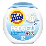 Tide PODS Free & Gentle, Liquid Laundry Detergent Pacs, 57 count (Packaging may vary)