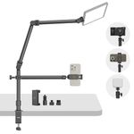 SMALLRIG Camera Arm Desk Mount Overhead Camera Mount Stand with Detachable Horizontal Camera Arm with 360° Ball Head, Universal Table Light Stand for Neewer Light/Phone/Small Camera etc. - 4456