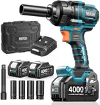 SEESII Impact Wrench 900 FT-LBS(1200N.m) 2900IPM 1/2 Impact Gun High Torque Electric Cordless Impact Wrench with 21V 2x4.0Ah Battery 5 Sockets and Case for Home Car Truck Tire Lug Nut Removal Tool Set