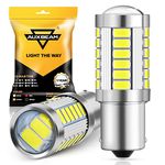 Auxbeam Extremely Bright 1156 P21W BA15S LED Light Bulbs 800LM 33Pcs 5630 SMD LED Bulb with Projector for Back Up Reverse Lights (White)