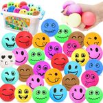 Stress Balls for Kids, 30 Pack Smile Squishies Stress Balls for Kids and Adults, Emotion Sensory Toys Bulk, Stretchy Fidget Ball，Emotion Dough Ball Fidget Toys, Prize Box Toys for Classroom, Calm Down