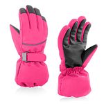 Kids Winter Glove Boys Girls Snow Ski Waterproof Gloves for Teens Fleece Lining Warm Mittens Outdoor (Rose, 4-6T)