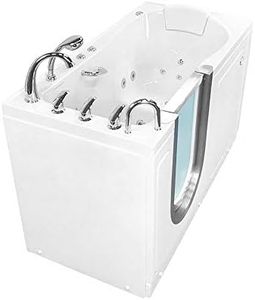 Ella Deluxe 30"x55" Acrylic Air and Hydro Massage and Heated Seat Walk-In Bathtub with Left Inward Swing Door, 5 Piece Fast Fill Faucet, 2" Dual Drain