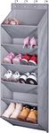 MISSLO Door Shoe Rack With Deep Pockets Over the Door Shoe Storage Organiser for Narrow Closet and Dorm Holds 12 Pairs Shoe Hanger Organizer, Grey