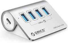 ORICO USB 3.0 Hub Aluminum [5Gbps], 4 Port USB Hub with 1.64Ft USB-C Cable and USB-A Adapter USB Splitter for iMac, All MacBooks, Mac Mini