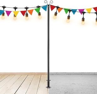 JAOTREL String Lights Pole, 9FT Backyard Lights Outdoor Garden Wedding Decoration with Rust Bracket LED or Suspended Light Solar Bulb Upgrade Suitable for Wooden Floors or Indoors