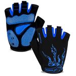 MOREOK Cycling Gloves Bike Gloves for Men/Women-[5MM Gel Pad] Biking Gloves Half Finger Bicycle Gloves Exercise Workout Gloves for Cycling/Weight Lifting/Gym/Motorcycle/Rowing Blue-M