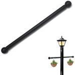 Lamp Post Cross Arm Steel Cross Arm Ladder Rest with Removable Knobs 16 inch Cross Arm Replacement for Outdoor Lamp Posts Pole Light, Black