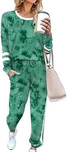 Aloodor Lounge Sets for Women 2 Piece 2025 Two Piece Outfits Sweatsuit Sets Sweatpants Grass Green XL