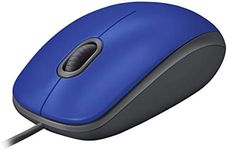 Logitech M110 Wired USB Mouse, Silent Buttons, Comfortable Full-Size Use Design, Ambidextrous PC / Mac / Laptop - Blue