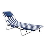 Ostrich 72 Inches x 22 Inches x 12 Inches Backpack Chaise Lounge with Large Storage Bag, Foldable Lounge Chair for Outdoor Beach and Pools, Navy Blue